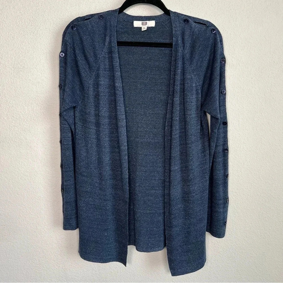 E3 by Etcetera Women Blue Linen Cardigan Button Cold Sleeve Medium - Picture 1 of 9
